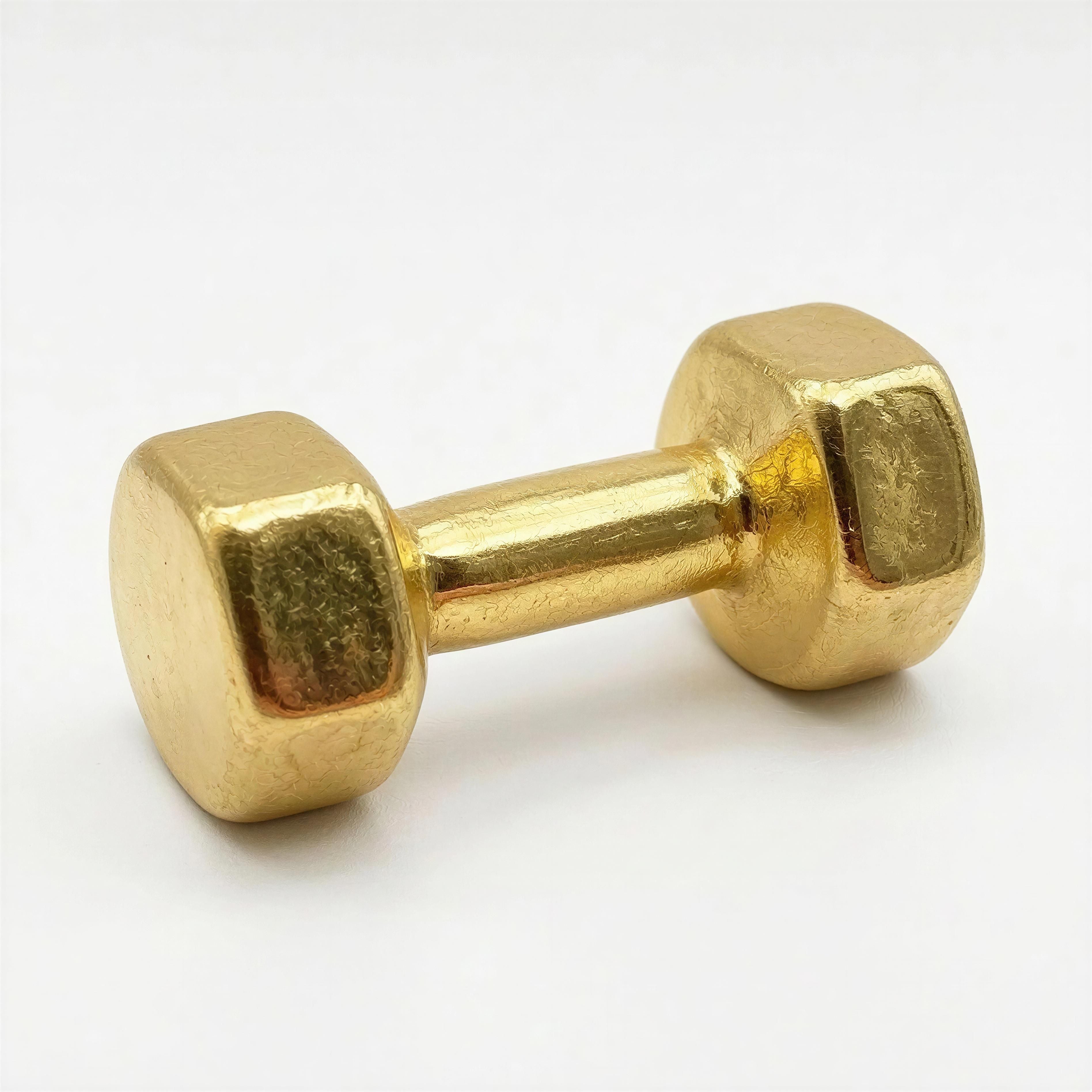 THE X FOR HIM - Driven Balance gold-colored designer bracelet charm shaped like a small dumbbell, handcrafted luxury jewelry piece from atelier X.